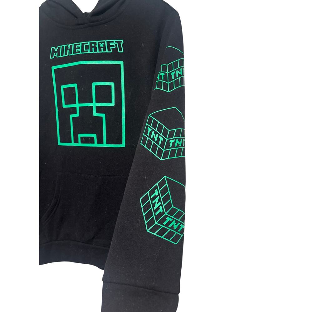 Minecraft Black Hoodie with Green Graphics XL Youth - Picture 3 of 9
